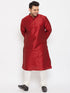 Vastramay Men's Plus Size Maroon Silk Blend Kurta Pyjama Set